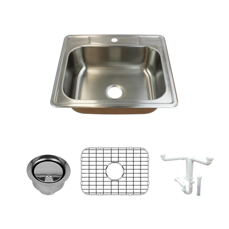 Classic 25x22-1/64x8" Stainless Steel Kitchen Sink Kit 1 HL