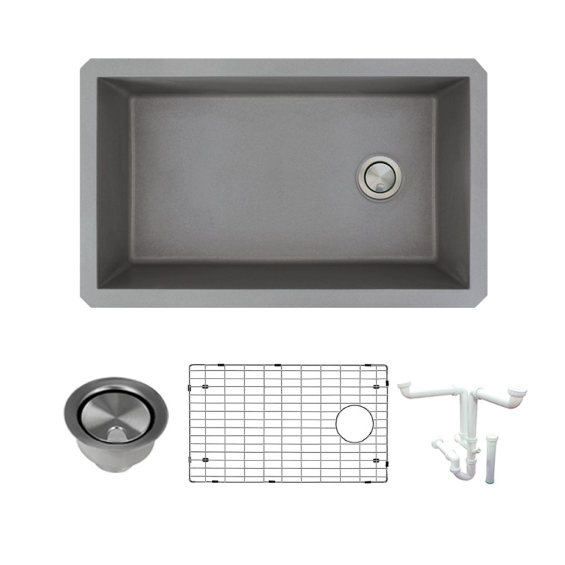 Radius 31-3/4x19-1/8x9-1/2" 1-Bowl Kitchen Sink Kit White