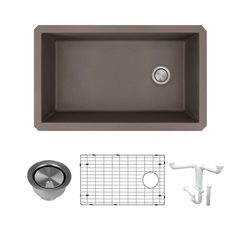 Radius 31-3/4x19-1/8x9-1/2" 1-Bowl Kitchen Sink Kit Espresso