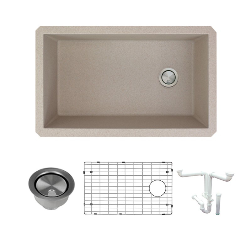 Radius 31-3/4x19-1/8x9-1/2" 1-Bowl Kitchen Sink Kit Latte