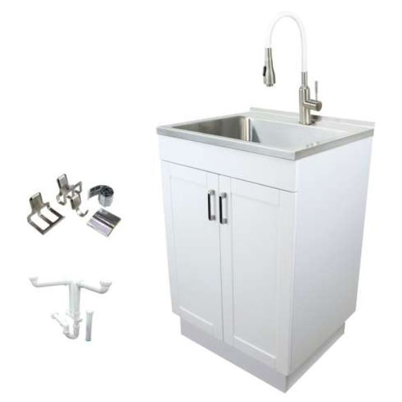 Laundry Sink/Cabinet Kit 24" w/Drop-In Sink, Fct & Acc. Kit
