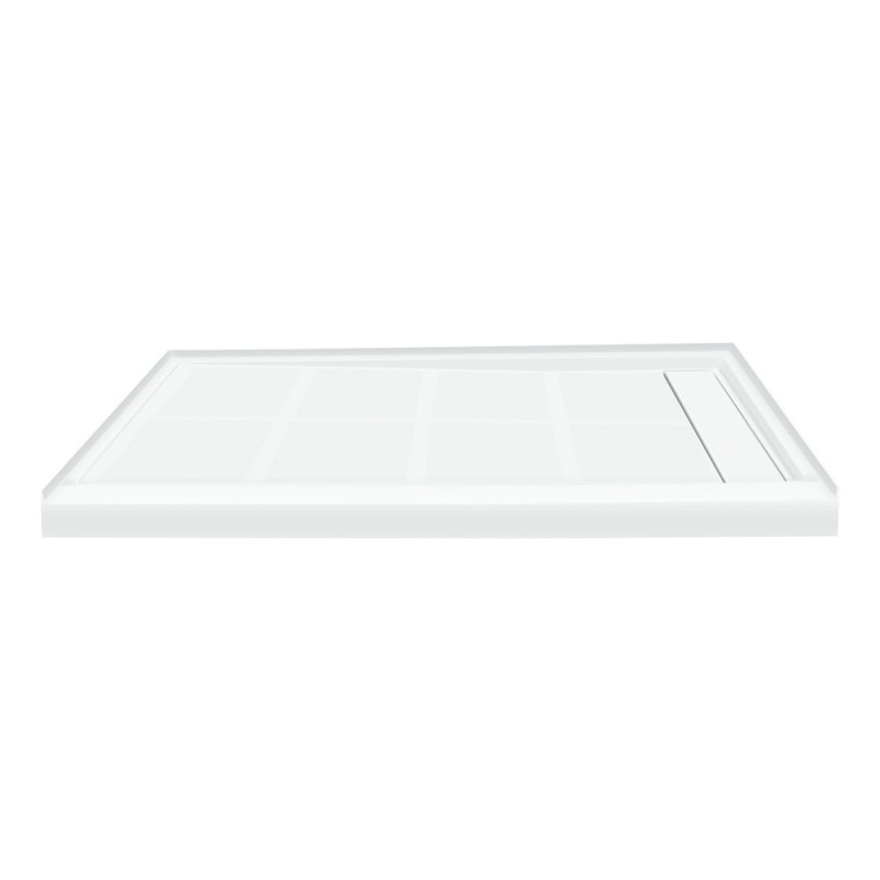 Linear 48x32" Shower Base in White w/Right Drain