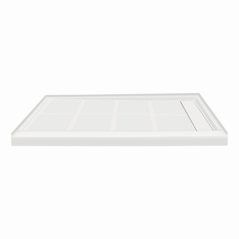 Linear 48x36" Shower Base in White w/Right Drain
