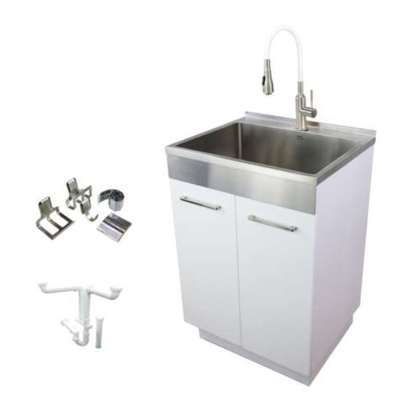Laundry Sink/Cabinet Kit 24" w/Apron Sink, Fct & Acc. Kit