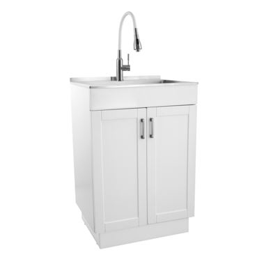 Laundry Sink/Cabinet Kit 24" w/Drop-In Sink, Fct, Acc., Soap