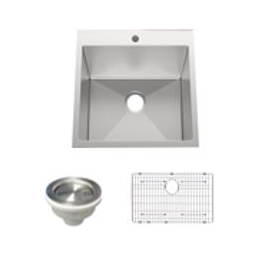 Single Bowl 25x22x12" Laundry Sink Kit w/Grid & Strainer