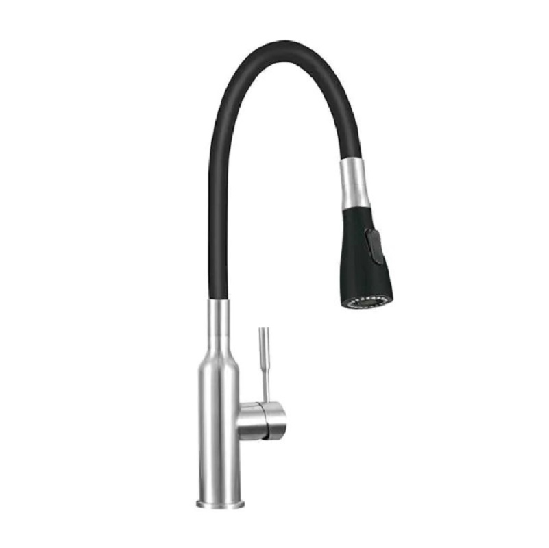 UTILITY SINK FAUCET PF7509A-FLX BR. NCKL BLACK SILICONE W/BALL JOINT