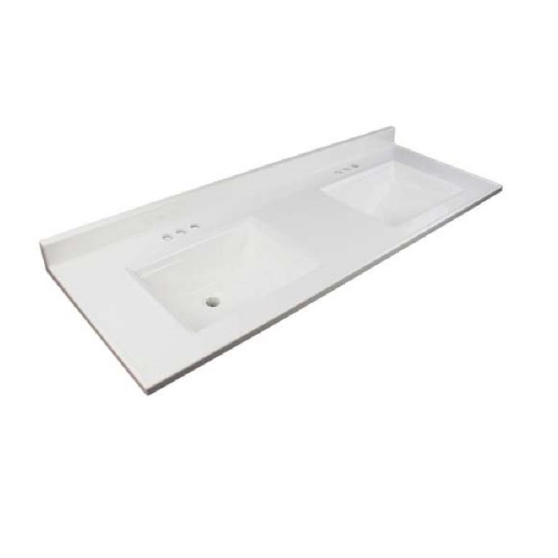 Savannah 61x22" Vanity Top w/Rect Bowls & 4" Centers in White