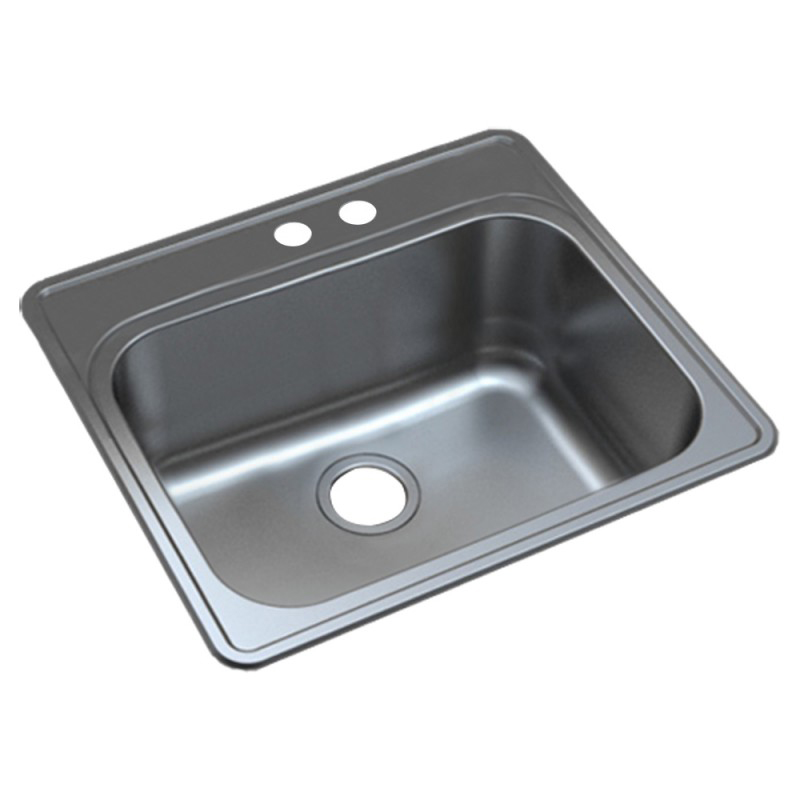 Meridian 25x22x12" Stainless Steel Kitchen Sink w/2 Holes