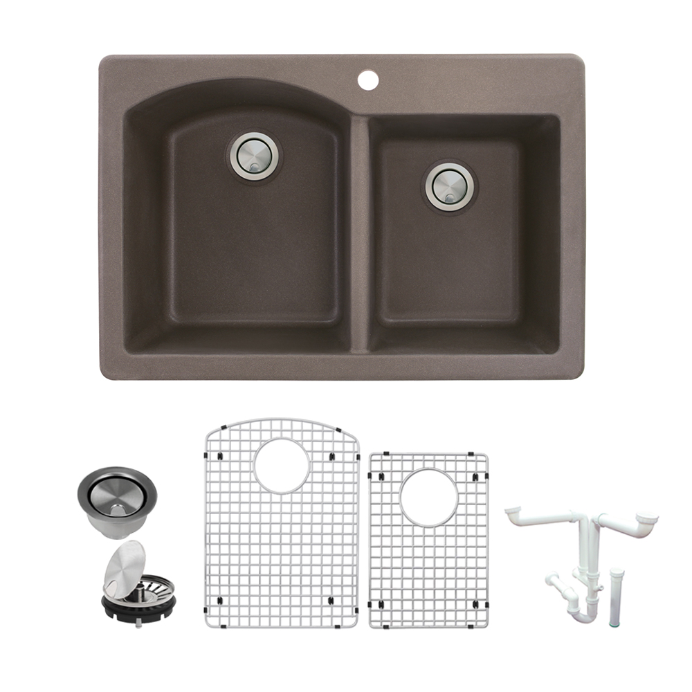 Aversa 33x22x9-1/2" 1-3/4 Dbl Bowl Sink Kit in Espresso 1 HL