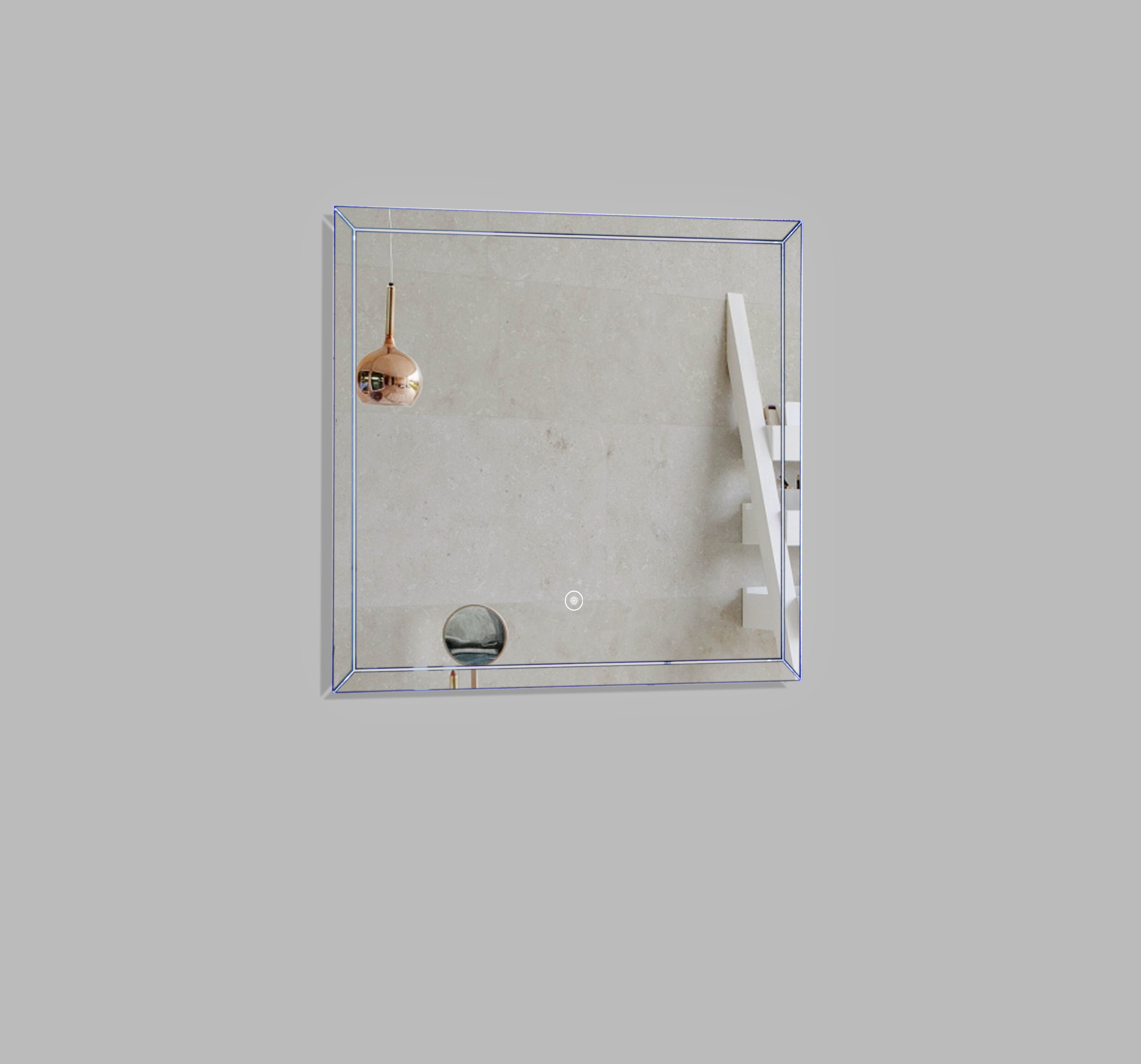 LED-Backlit Contemporary Mirror 23.62x21.65" w/Touch Sensor
