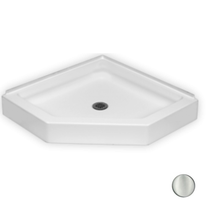AcrylX 38x38x7" Neo-Angle Shower Base in Silver