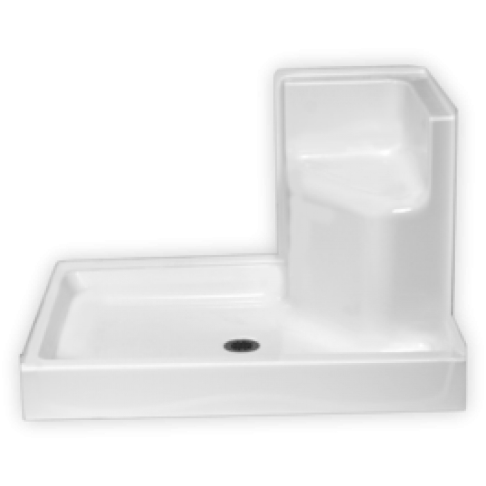 AcrylX 48x35x31" Shower Base w/LH Molded Seat in White