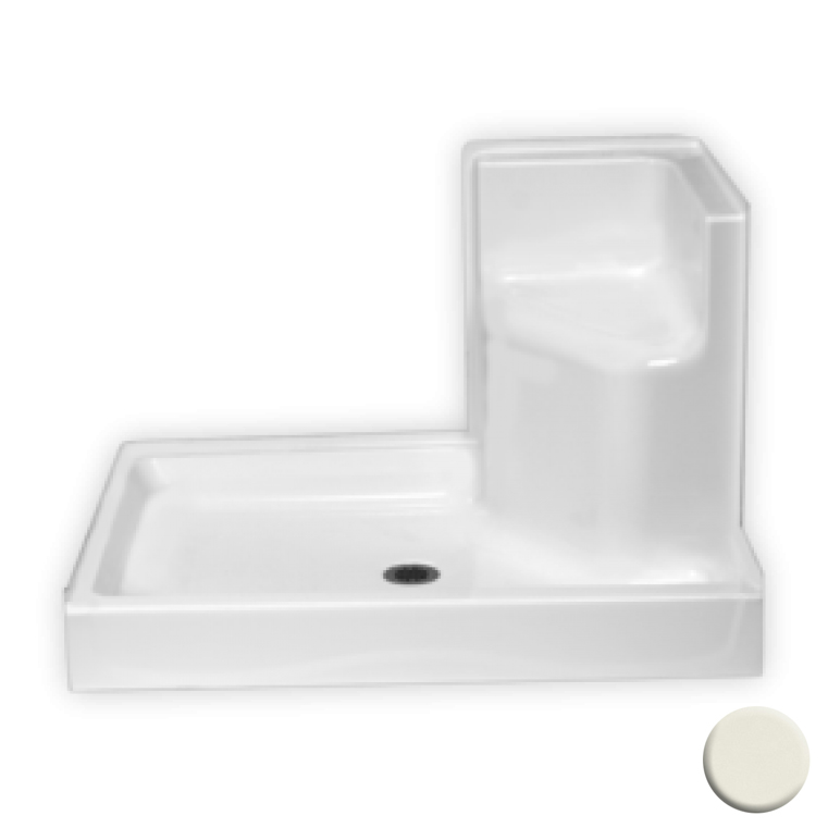 AcrylX 48x35x31" Shower Base w/LH Molded Seat in Biscuit