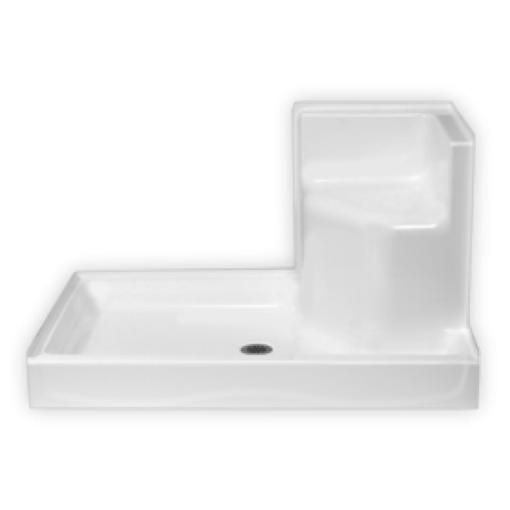 AcrylX 54x35x31" Shower Base w/LH Molded Seat in White