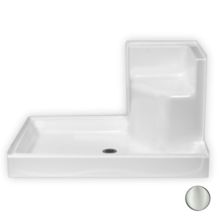 AcrylX 54x35x31" Shower Base w/LH Molded Seat in Silver