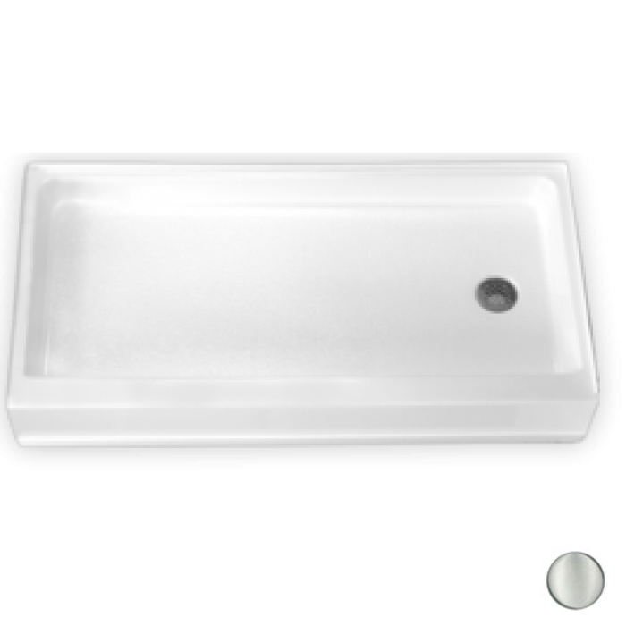 AcrylX 60x30x7" Shower Base w/Left-Hand Drain in Silver