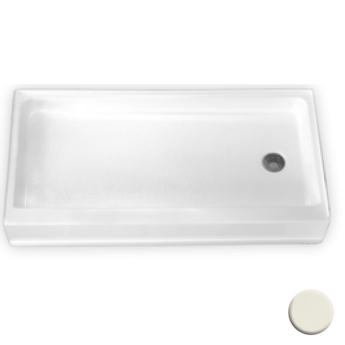 AcrylX 60x30x7" Shower Base w/Right-Hand Drain in Biscuit