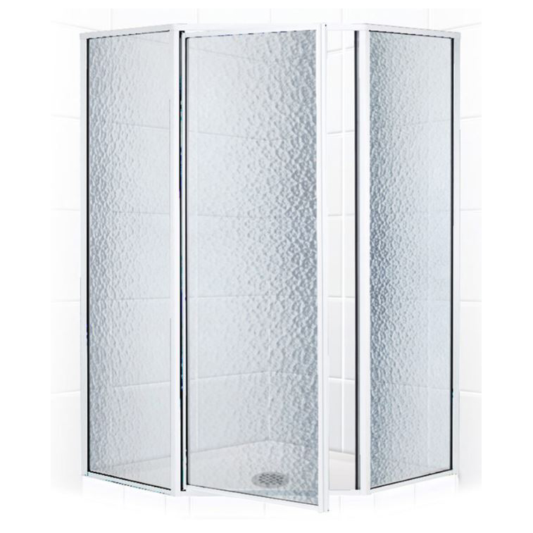 STYLEMATE 36" Neo-Angle Shower Door in Chrome, Obscure Glass
