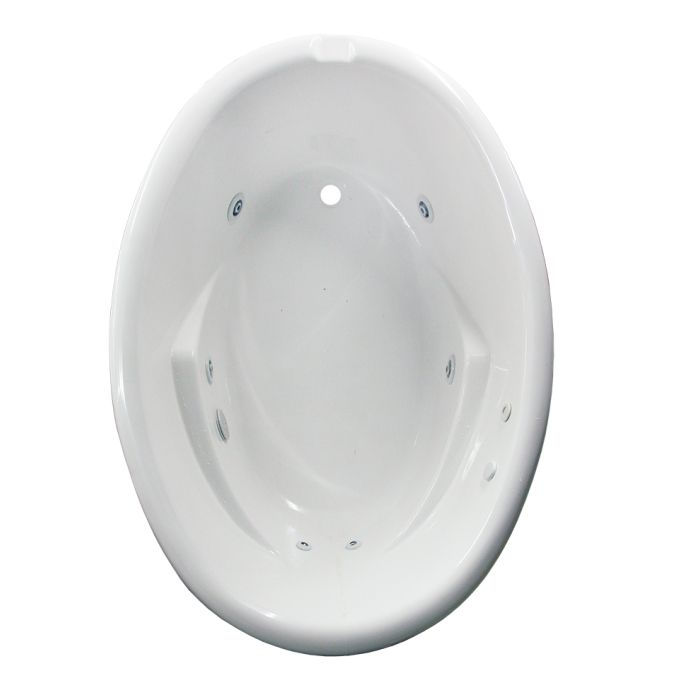 Oval 60x42-1/2x24" Drop-In Tub w/End Drain in White