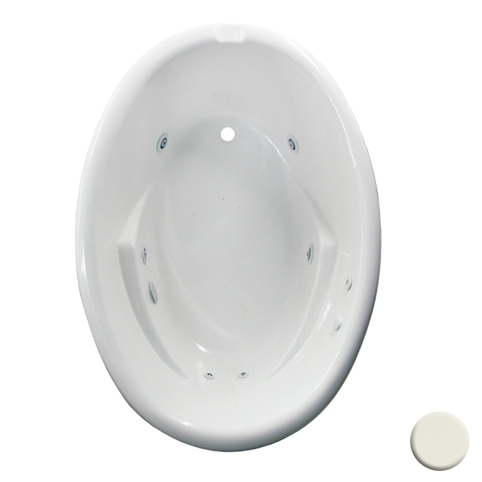 Oval 60x42-1/2x24" Drop-In Tub w/End Drain in Biscuit