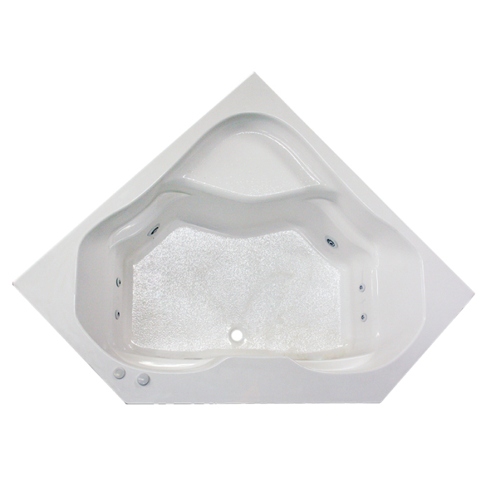 Corner Drop-In Bathtub 59x59x21-1/2" w/Center Drain in White