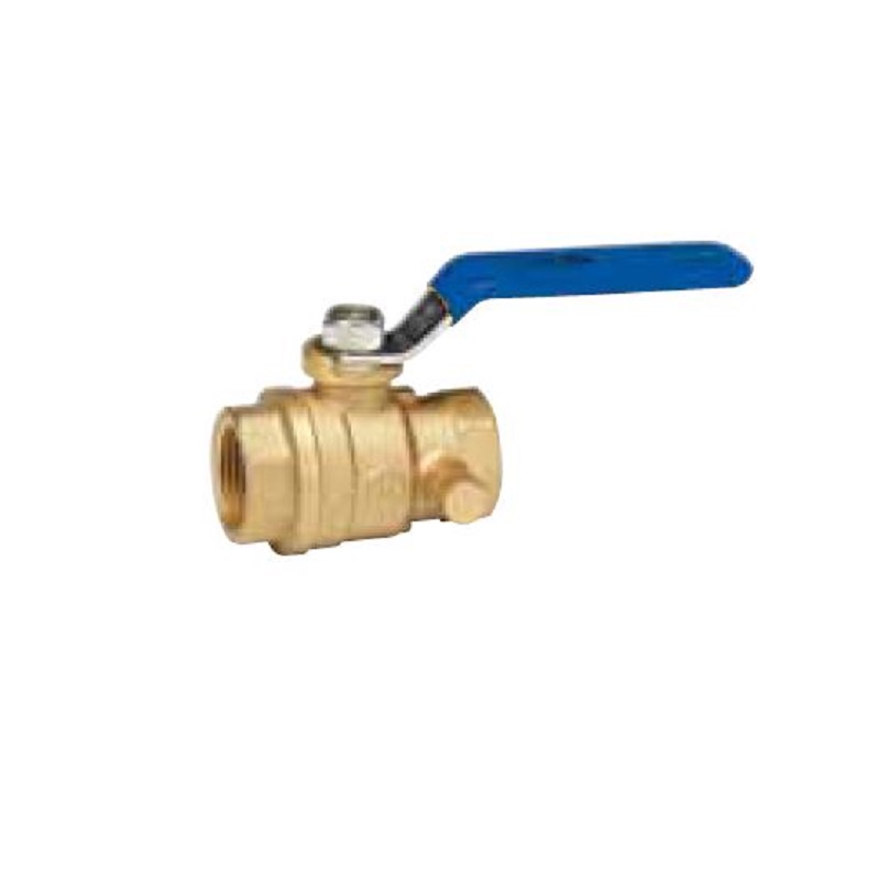 Ball Valve 1/2" Brass  Threaded Full Port No-Lead with Drain 1/4-Turn Max Pressure 500 PSI WOG non-shock