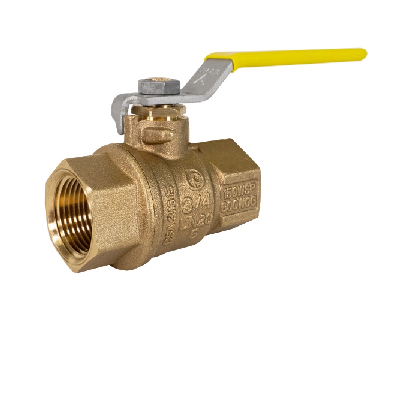 Ball Valve 1" Brass 2-Piece Full Port Lead Free Threaded Ends Lever Handle Max Pressure 600 WOG
