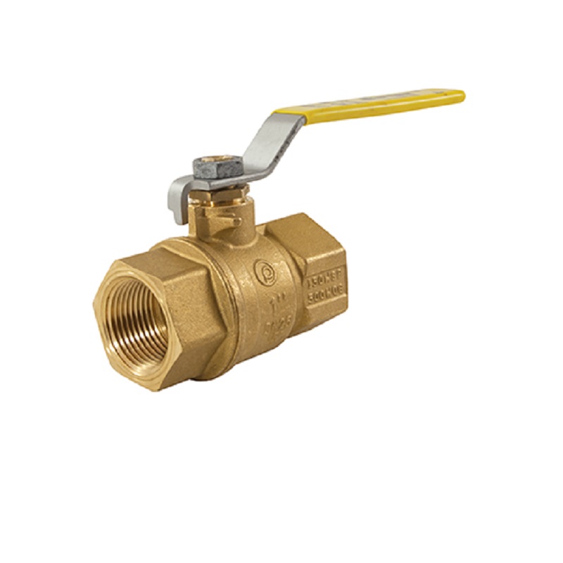Ball Valve 1" Brass 2-Piece Full Port Threaded Ends Lever Handle Max Pressure 600 WOG