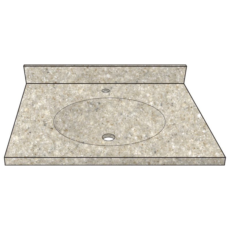 Vanity Top 25x22" w/1 Faucet Hole & Oval Bowl in Rabbit/Pristine