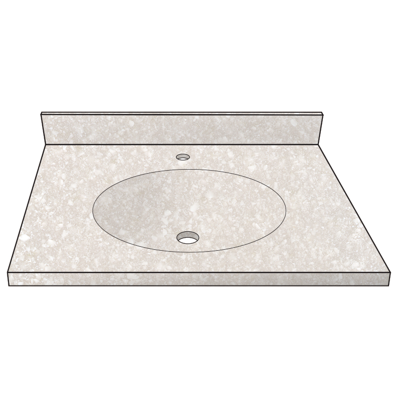 Vanity Top 25x22" w/3 Faucet Holes & Oval Bowl in Sabrina