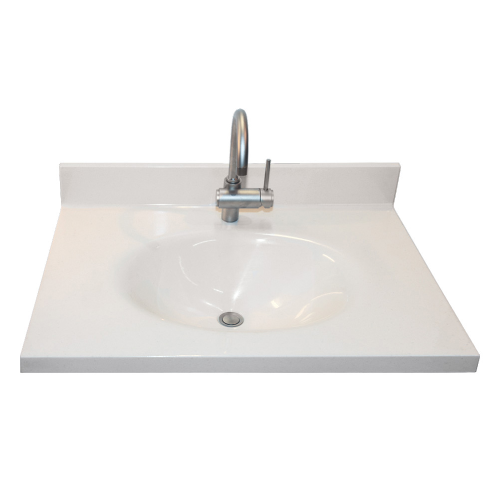 Vanity Top 31x22" w/Single Faucet Hole & Oval Bowl in Artic