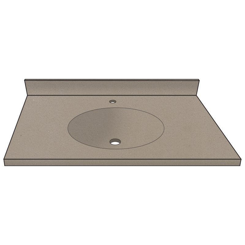 Vanity Top 31x22" w/4" Faucet Holes 7 Oval Bowl in Clay