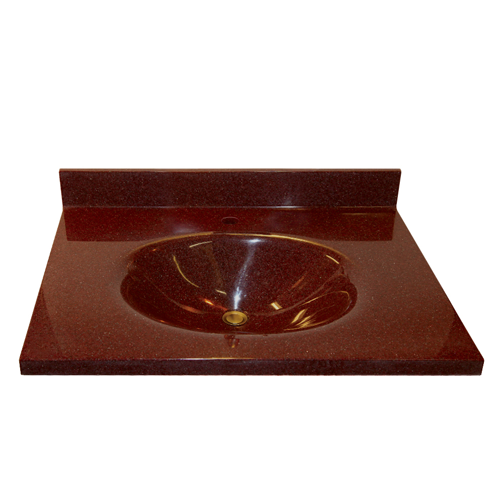 Vanity Top 31x22" w/Single Faucet Hole & Oval Bowl in Cognac