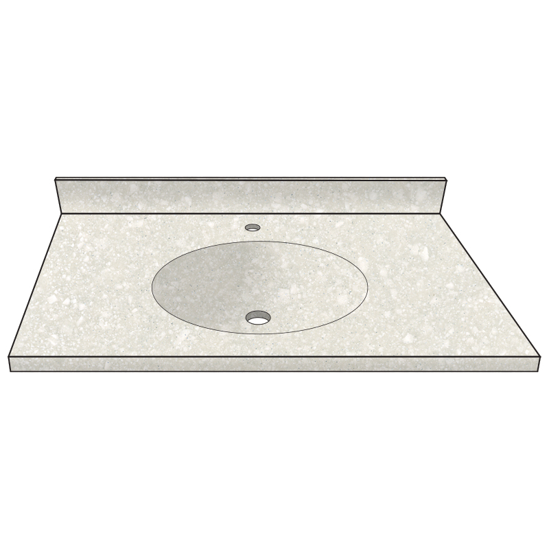 Vanity Top 31x22" w/8" Faucet Holes & Oval Bowl in Marshmallow