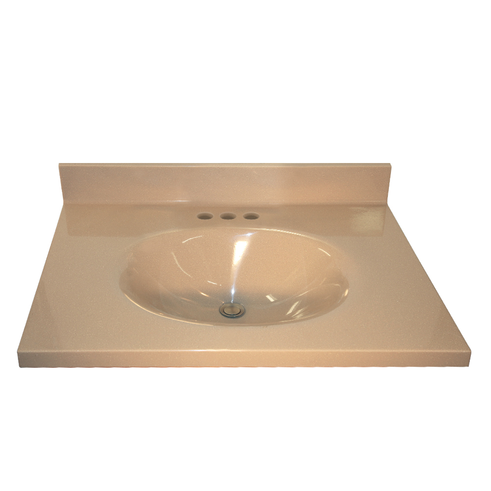 Vanity Top 31x22" w/4" Faucet Holes & Oval Bowl in Chamois