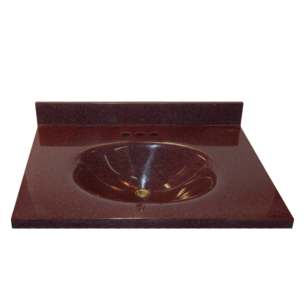 Vanity Top 31x22" w/4" Faucet Holes & Oval Bowl in Paprika