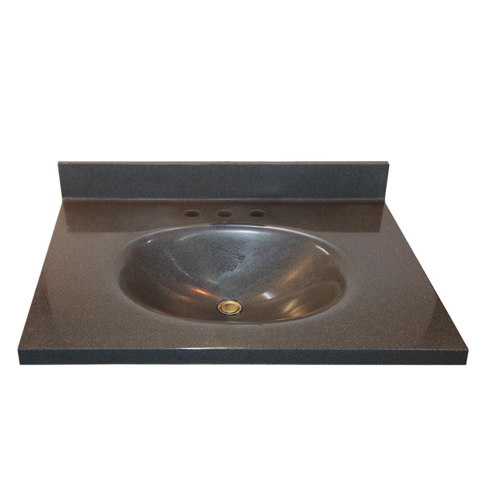 Vanity Top 37x22" w/4" Faucet Holes & Oval Bowl in Earth