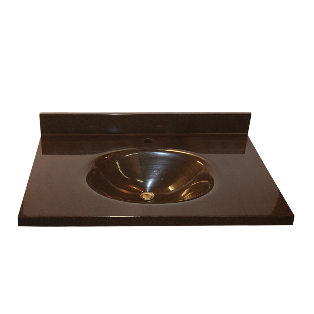 Vanity Top 37x22" w/Single Faucet Hole & Oval Bowl in Truffle