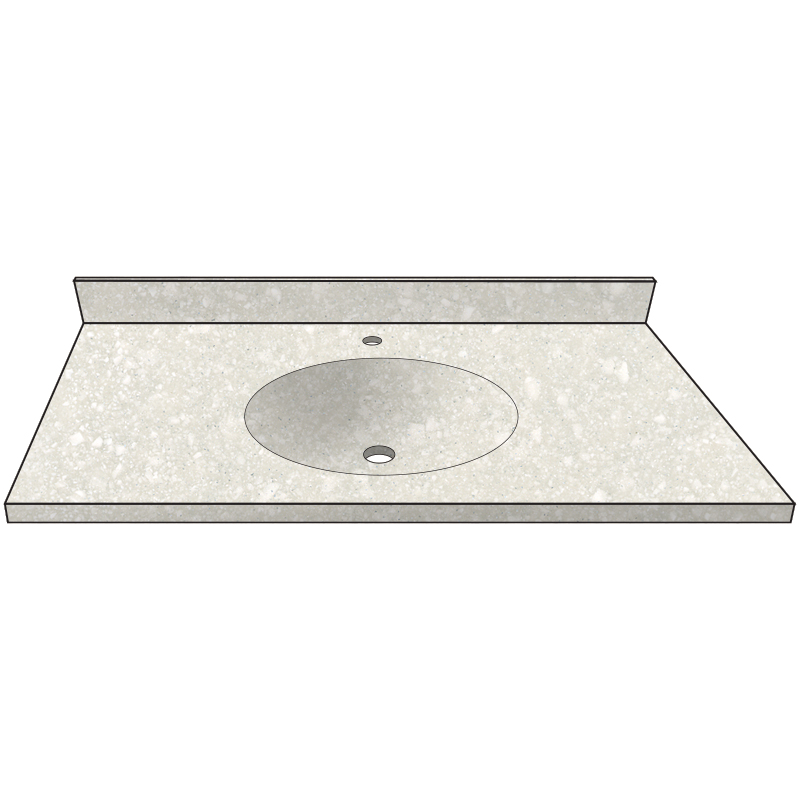 Vanity Top 37x22" w/8" Faucet Holes & Oval Bowl in Marshmallow