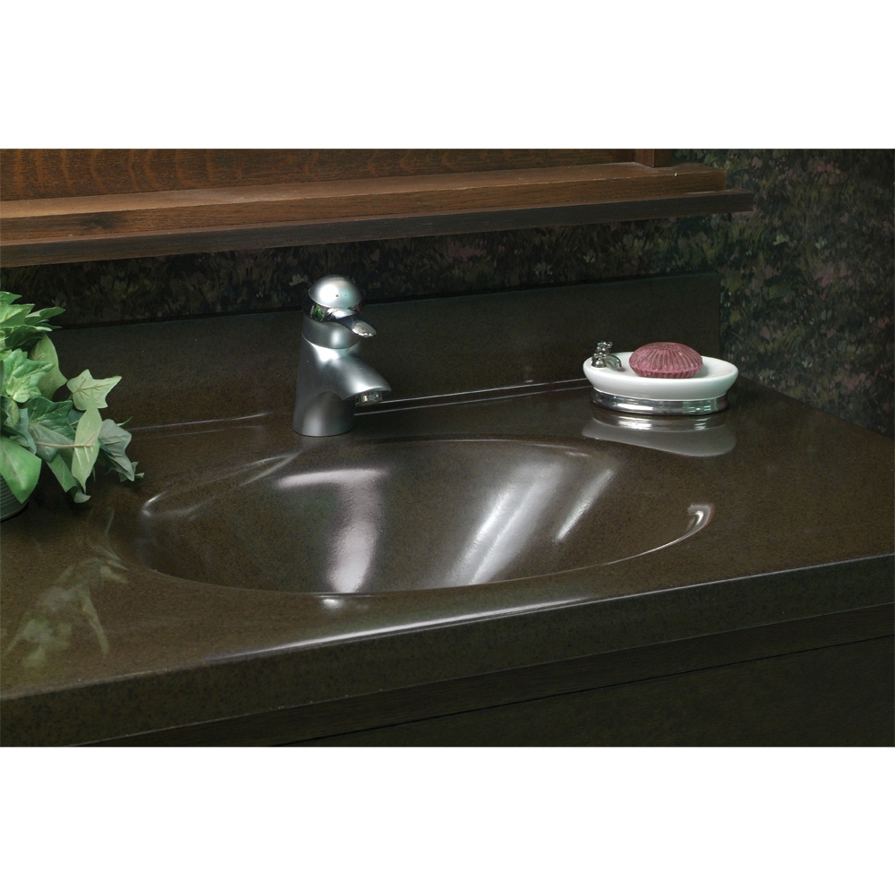 Vanity Top 37x22" w/4" Faucet Holes & Oval Bowl in Forest