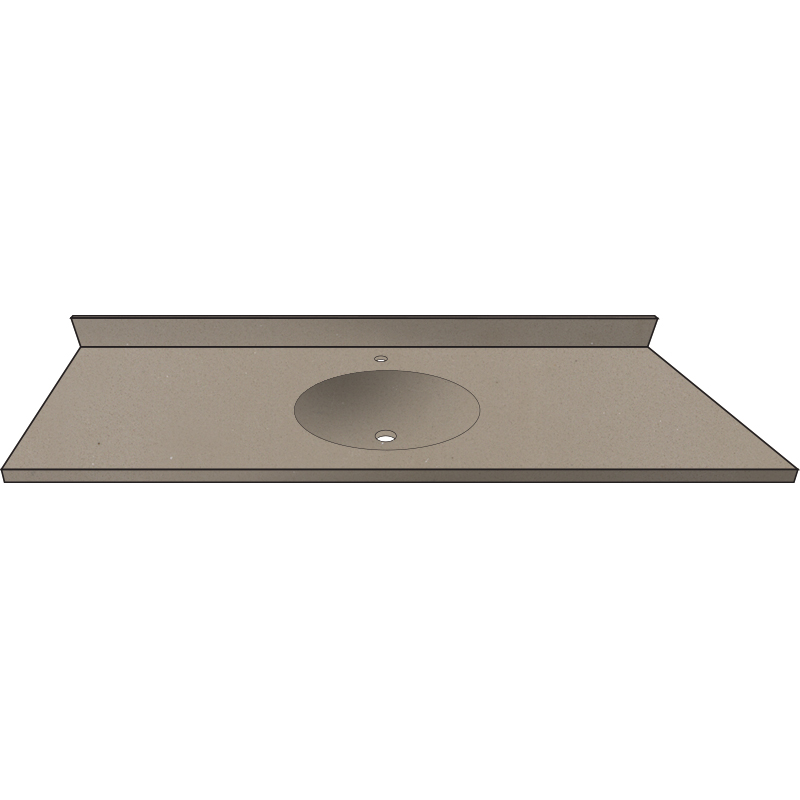 Vanity Top 61x22" w/Single Faucet Hole & Oval Bowl in Clay