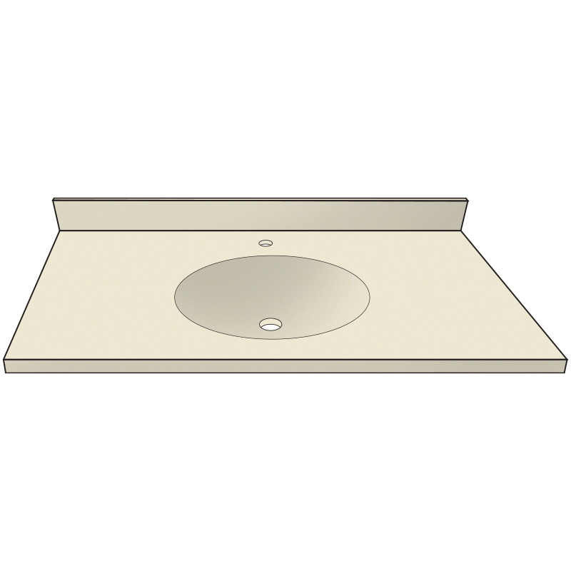 Vanity Top 37x22" w/Single Faucet Hole & Oval Bowl in Biscuit