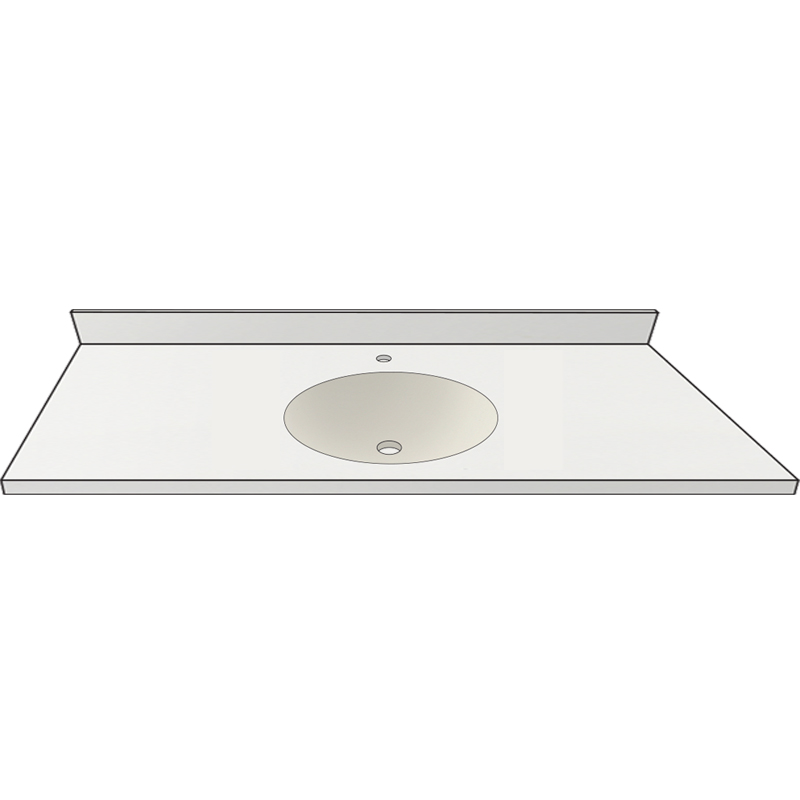 Vanity Top 61x22" w/4" Faucet Holes & Oval Bowl in White/Bone