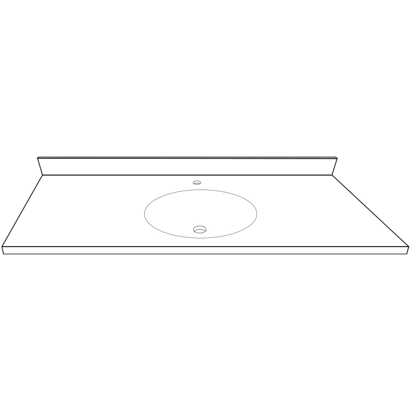 Vanity Top 49x22" w/4" Faucet Holes & Oval Bowl in White